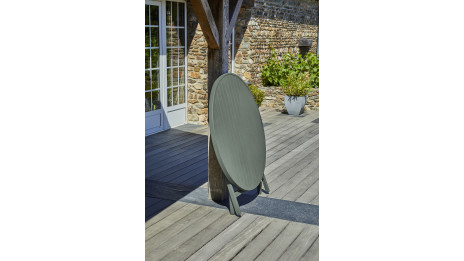 Table de jardin pliante MARIUS (diam. 110 cm) en aluminium - VERT KAKI