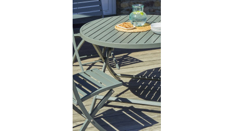 Table de jardin pliante MARIUS (diam. 110 cm) en aluminium - VERT KAKI