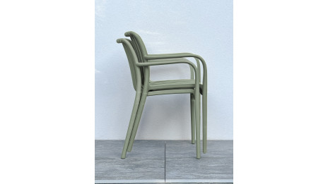 Fauteuil de jardin empilable TIAGO en polypropylène - OLIVE