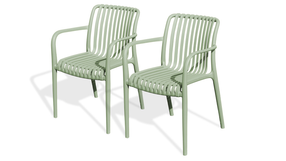 Lot composé de 2 fauteuils de jardin TIAGO-FT-OLIVE empilables