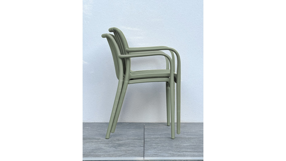 Lot composé de 2 fauteuils de jardin TIAGO-FT-OLIVE empilables