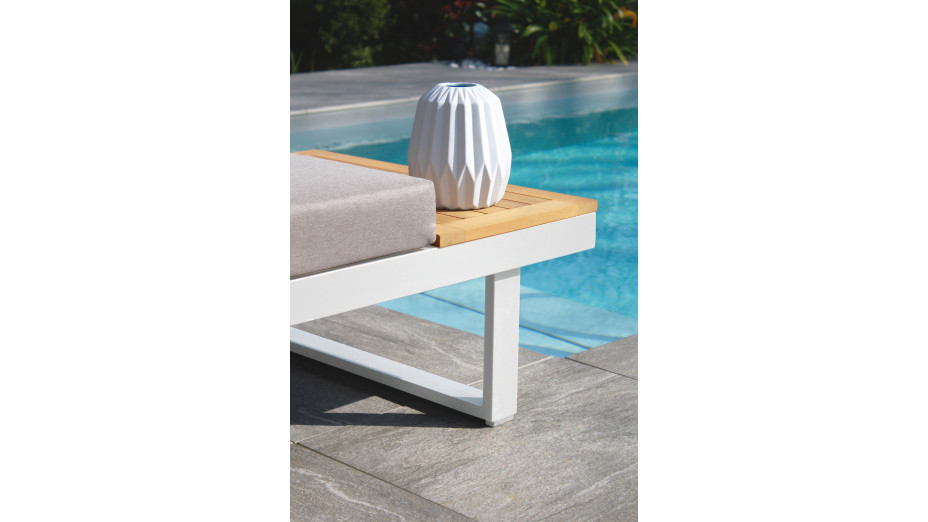 Salon de jardin modulable TOKYO 4 places en bois d'acacia et aluminium - BLANC