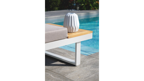 Salon de jardin modulable TOKYO 4 places en bois d'acacia et aluminium - BLANC