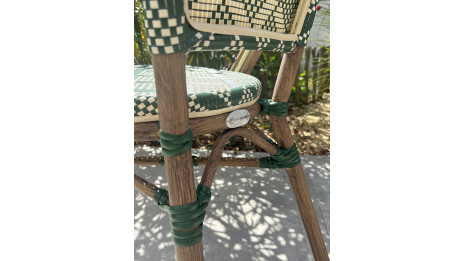 Fauteuil de jardin empilable BISTRO en aluminium effet bois et textilène - VERT