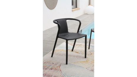 Lot composé d'une table BOSTON-TB150 et de 6 fauteuils de jardin empilables DIEGO-FT-GRISANTH