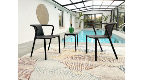 Lot composé de 2 fauteuils de jardin DIEGO-FT-GRISANTH empilables