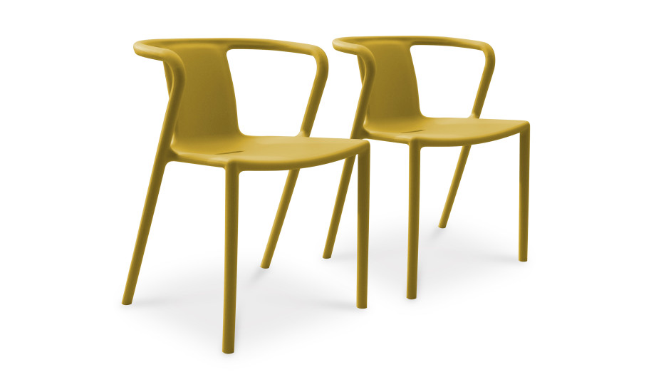 Lot composé de 2 fauteuils de jardin DIEGO-FT-MOUTARDE empilables