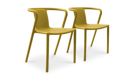Lot composé de 2 fauteuils de jardin DIEGO-FT-MOUTARDE empilables