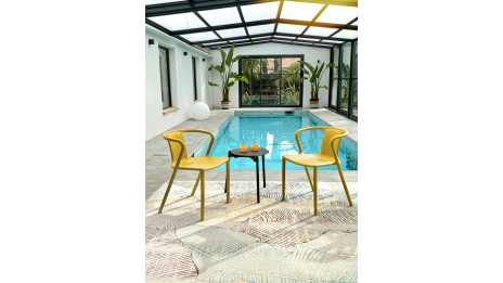 Lot composé de 2 fauteuils de jardin DIEGO-FT-MOUTARDE empilables