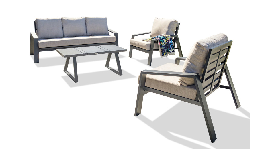 Salon bas de jardin IBIZA 5 places en aluminium - GRIS ANTHRACITE