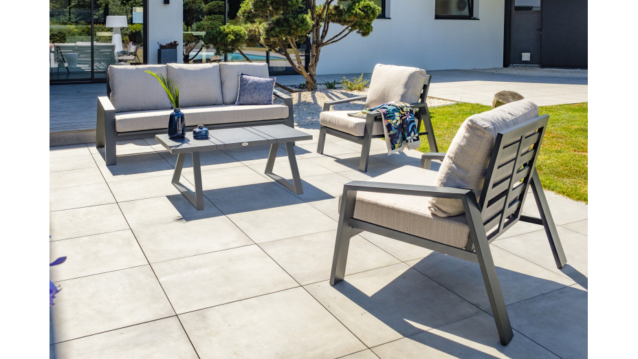 Salon bas de jardin IBIZA 5 places en aluminium - GRIS ANTHRACITE