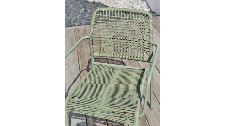 Fauteuil de jardin empilable MARCEAU en corde et acier - OLIVE
