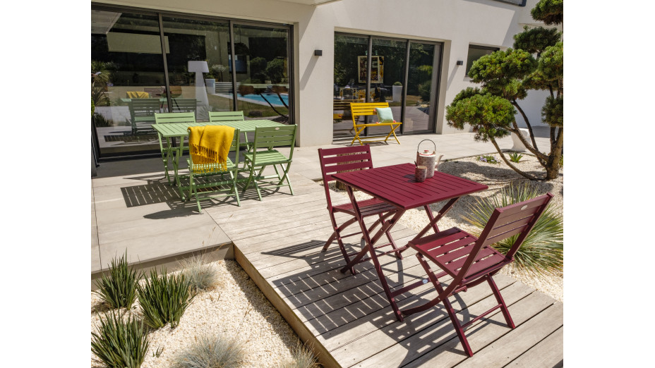 Lot composé de 2 chaises de jardin pliantes MARIUS-CP-CARMIN