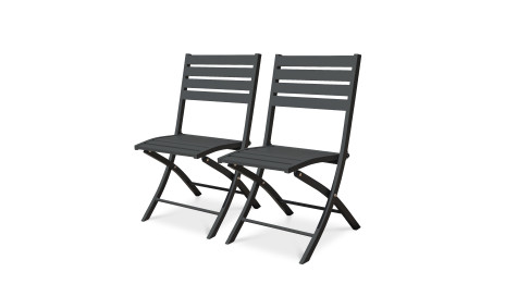 Lot composé de 2 chaises de jardin pliantes MARIUS-CP-GRISANT