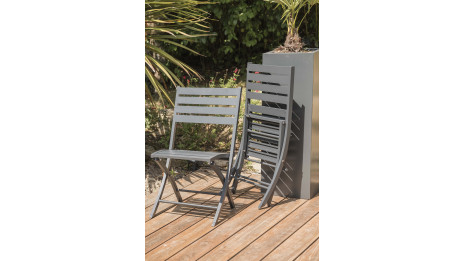 Lot composé de 2 chaises de jardin pliantes MARIUS-CP-GRISANT