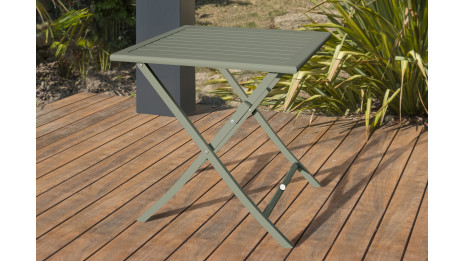 Guéridon de jardin pliant MARIUS (70x70 cm) en aluminium - VERT KAKI