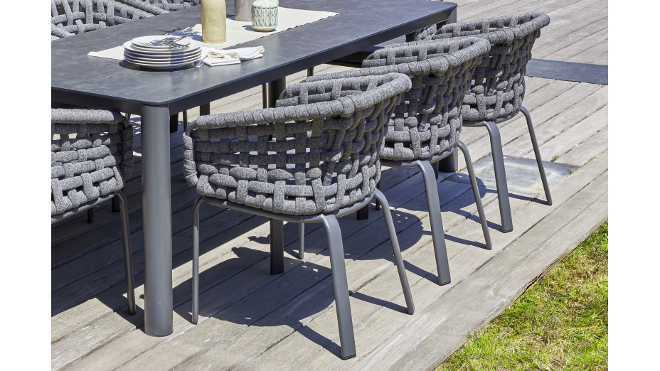 Lot de 2 fauteuils de jardin CAMARGUE en corde tissée et aluminium - GRIS ANTHRACITE