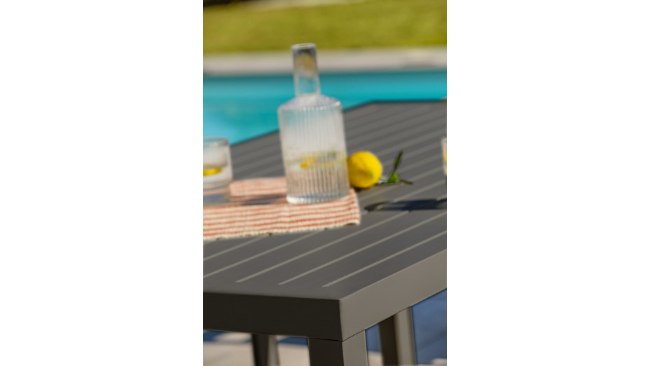 Ensemble repas de jardin CAYENNE 7 places en aluminium - GRIS ANTHRACITE