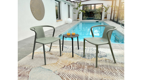 Lot composé de 2 fauteuils de jardin DIEGO-FT-OLIVE empilables