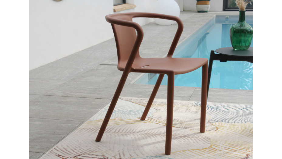 Fauteuil de jardin empilable DIEGO en polypropylène - TERRACOTTA