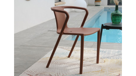 Fauteuil de jardin empilable DIEGO en polypropylène - TERRACOTTA