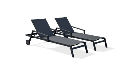 Lot composé de 2 bains de soleil multi-positions IBIZA-CL-NOIR