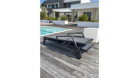 Lot composé de 2 bains de soleil multi-positions IBIZA-CL-NOIR
