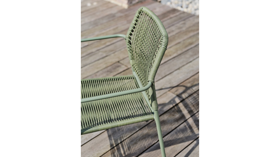 Lot composé d'une table de jardin LOUISE-TB70-A-ANTH pliante et de 2 fauteuils MARCEAU-FT-OLIVE
