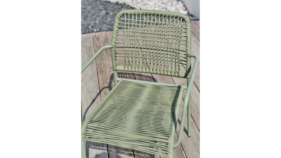 Lot composé d'une table de jardin LOUISE-TB70-A-ANTH pliante et de 2 fauteuils MARCEAU-FT-OLIVE