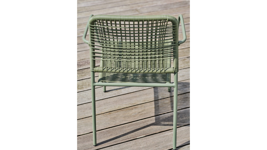 Lot composé d'une table de jardin LOUISE-TB70-A-ANTH pliante et de 2 fauteuils MARCEAU-FT-OLIVE