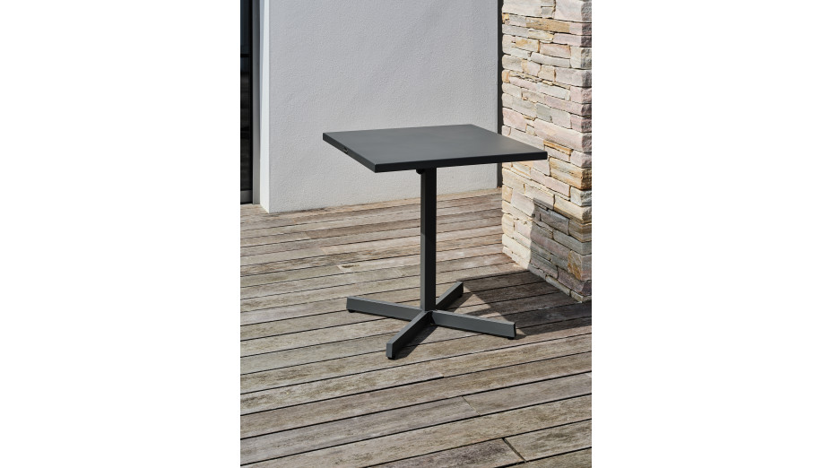 Lot composé d'une table de jardin LOUISE-TB70-A-ANTH pliante et de 2 fauteuils MARCEAU-FT-OLIVE