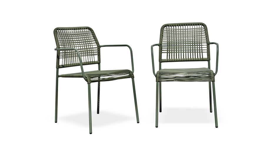 Lot composé de 2 fauteuils de jardin empilables MARCEAU-FT-OLIVE