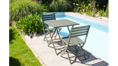 Chaise de jardin pliante MARIUS en aluminium - VERT KAKI