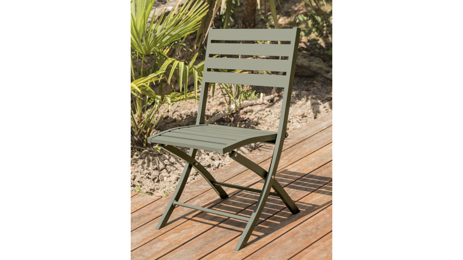 Chaise de jardin pliante MARIUS en aluminium - VERT KAKI