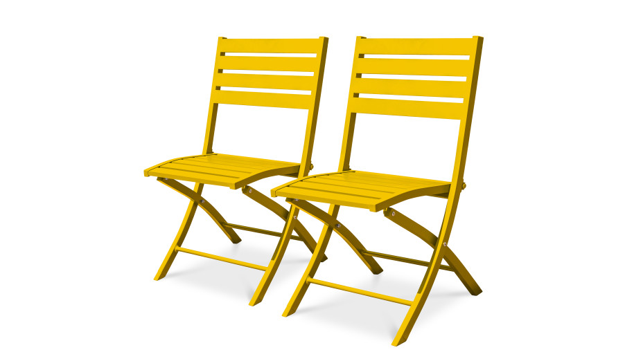 Lot composé de 2 chaises de jardin pliantes MARIUS-CP-MOUTARDE