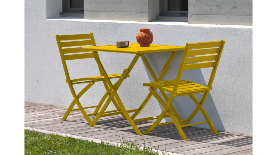 Lot composé de 2 chaises de jardin pliantes MARIUS-CP-MOUTARDE