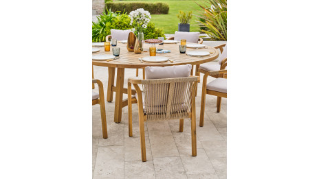 Ensemble repas de jardin SERENA (180x180 cm) 8 places en bois d'acacia - WOOD