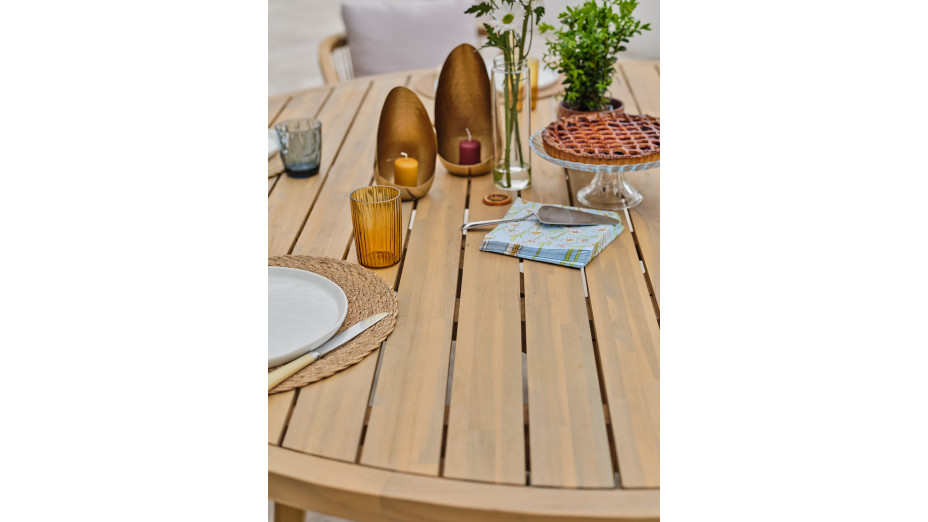 Ensemble repas de jardin SERENA (180x180 cm) 8 places en bois d'acacia - WOOD