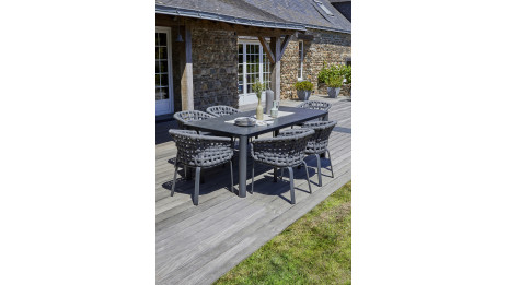 Lot composé d'une table de jardin CAMARGUE-TB220 et de 6 fauteuils CAMARGUE-FT