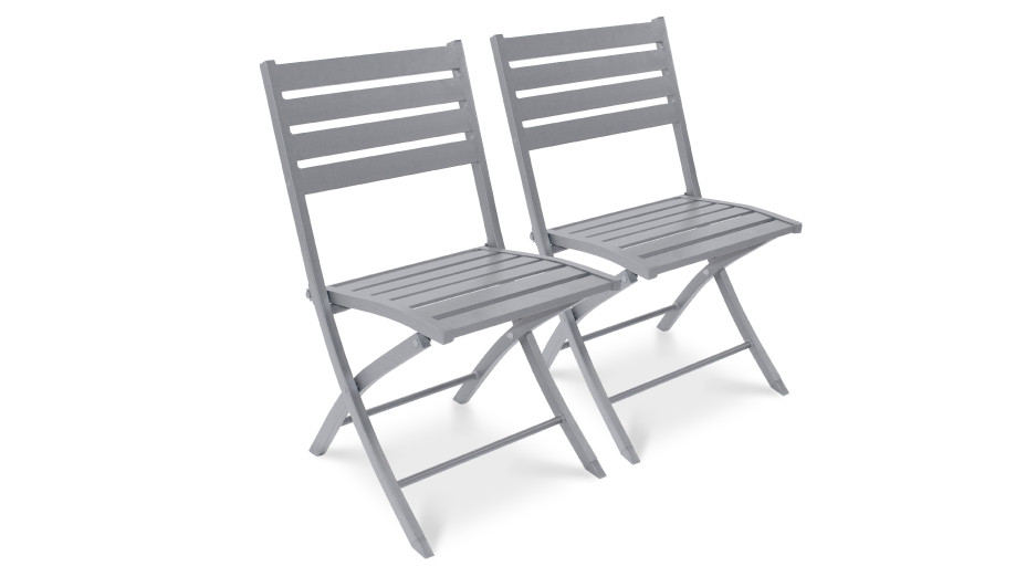 Lot composé de 2 chaises de jardin pliantes MARIUS-CP-GRIS