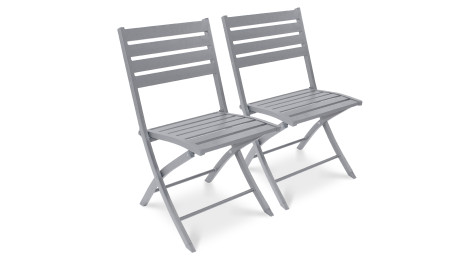 Lot composé de 2 chaises de jardin pliantes MARIUS-CP-GRIS