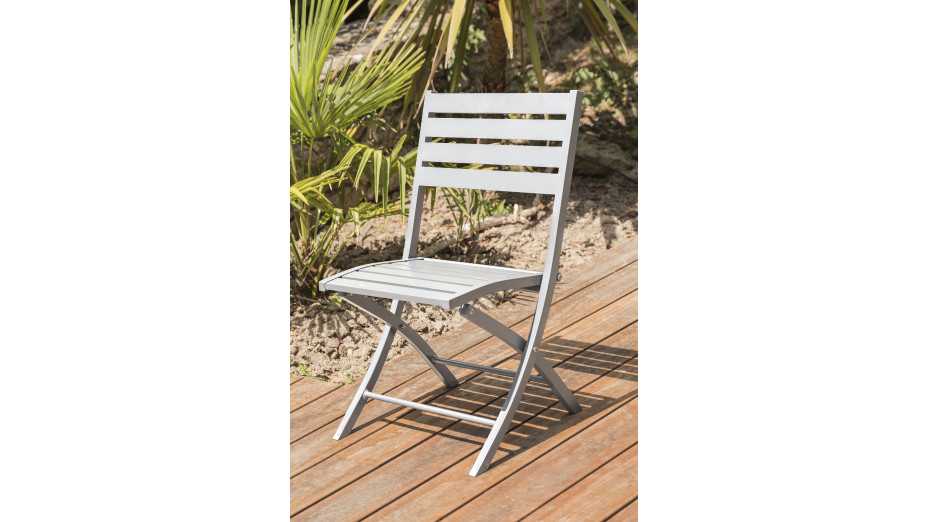 Lot composé de 2 chaises de jardin pliantes MARIUS-CP-GRIS