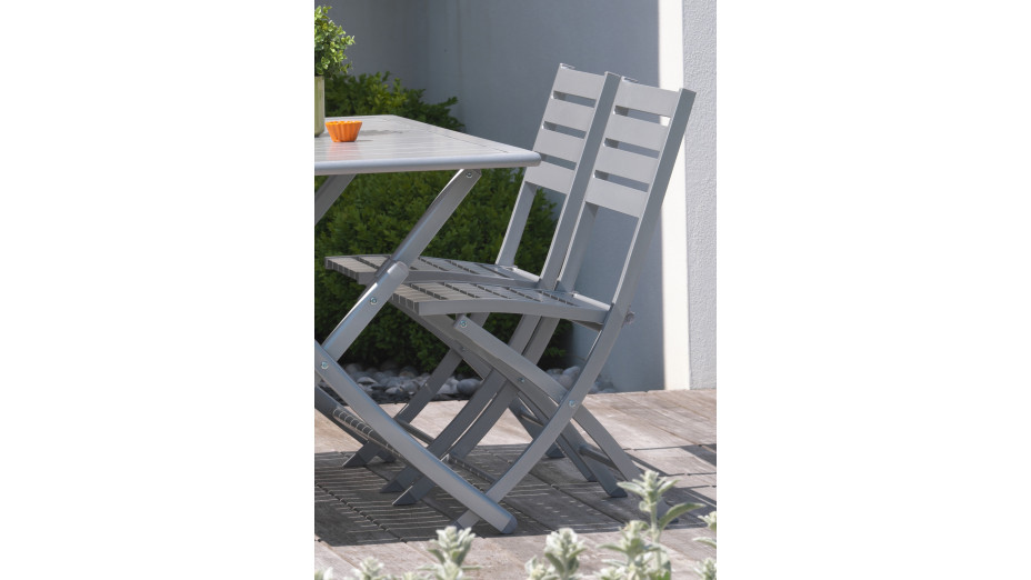Lot composé de 2 chaises de jardin pliantes MARIUS-CP-GRIS