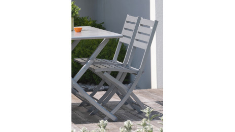 Lot composé de 2 chaises de jardin pliantes MARIUS-CP-GRIS