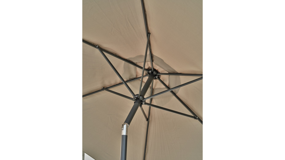 Parasol MARBELLA (diam. 2,7 m) à manivelle en aluminium gris anthracite et polyester - KAKI