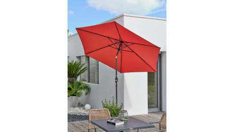 Parasol MARBELLA (diam. 2,7 m) à manivelle en aluminium gris anthracite et polyester - TERRACOTTA