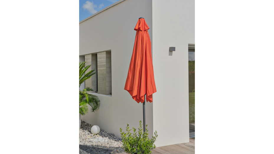 Parasol MARBELLA (diam. 2,7 m) à manivelle en aluminium gris anthracite et polyester - TERRACOTTA