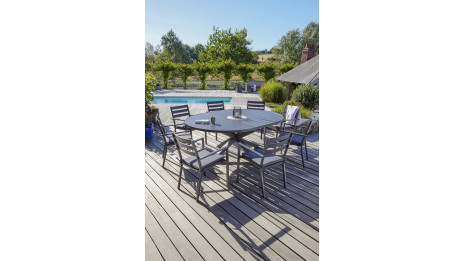 Lot de 2 fauteuils de jardin empilables PELOSA en aluminium - GRIS ANTHRACITE